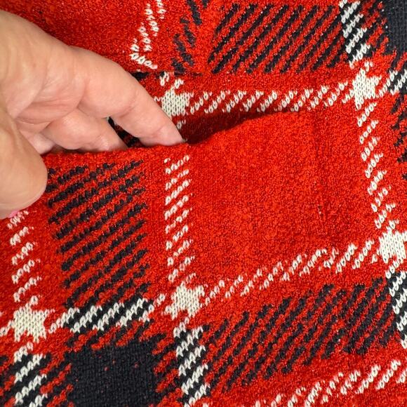 ZARA Women's Large Oversized Wool Blend Mock Neck Sweater Red Black Pockets - Picture 6 of 13